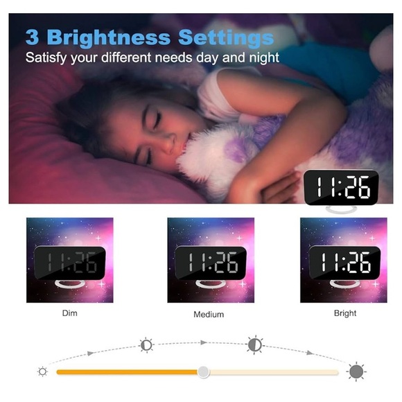 Digital LED Mirror Clock - Picture 2 of 3